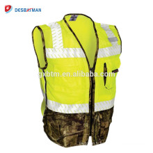 Construction Zippé Hi Vis Workwear Veste Polyester Maille Haute Visibilité Réfléchissant ANSI Haute Qualité Gilet de sécurité avec Poches